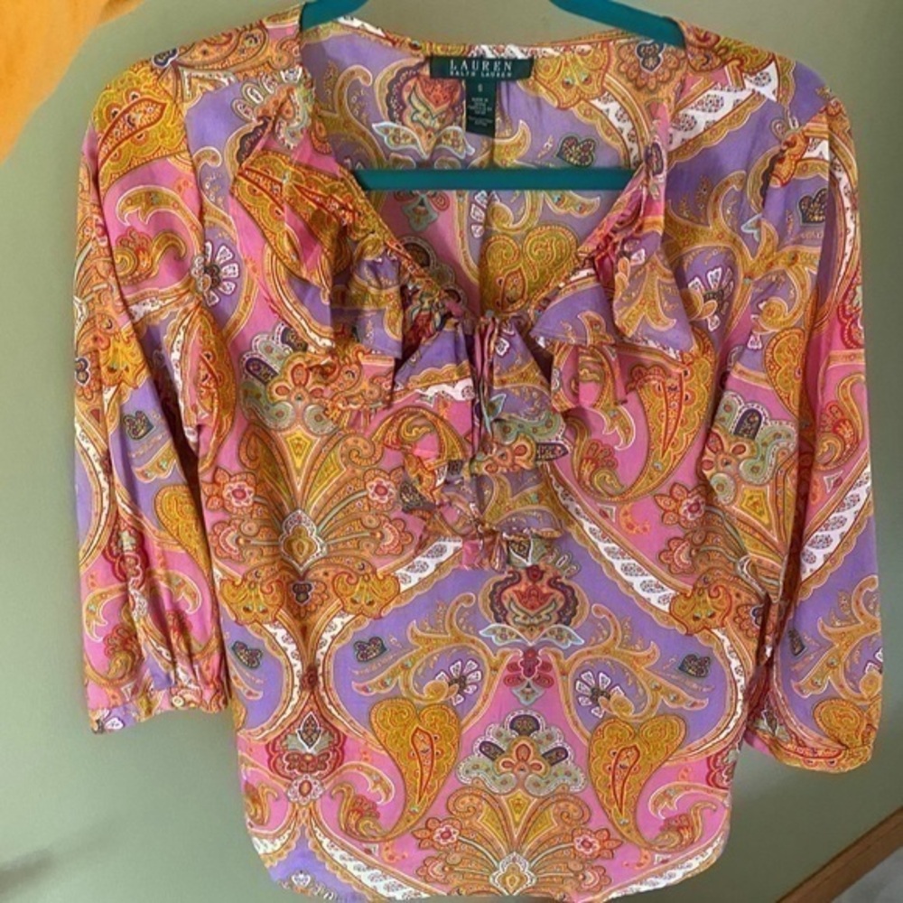 Ralph Lauren Spring Paisley Ruffle Blouse